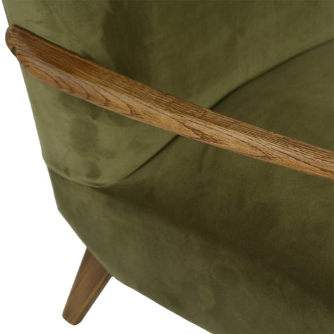 Becker Olive Green Fabric and Brown Wood Finish Occasional Chair