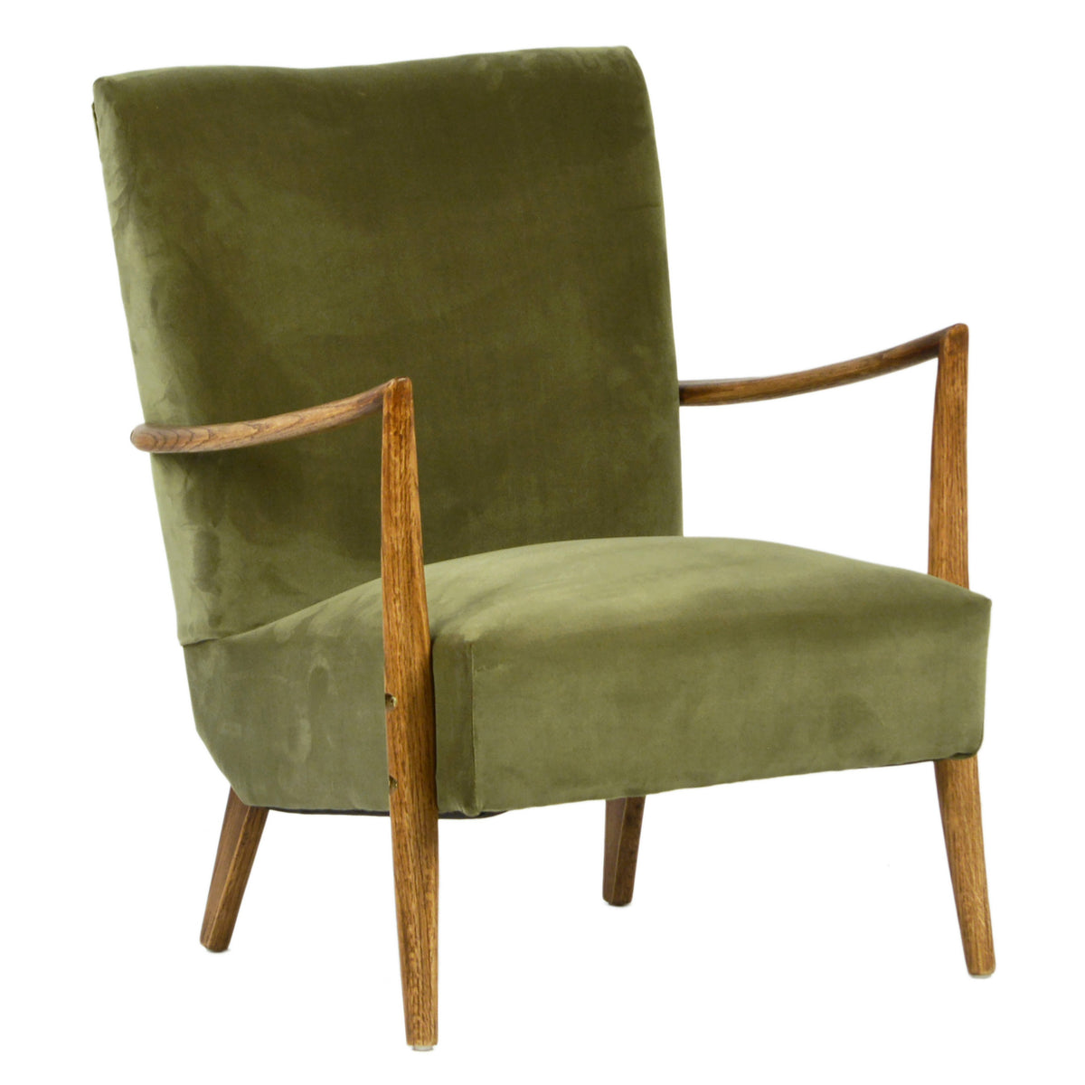 Becker Olive Green Fabric and Brown Wood Finish Occasional Chair