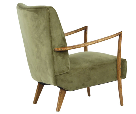 Becker Olive Green Fabric and Brown Wood Finish Occasional Chair