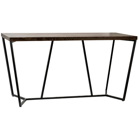 Halton Dark Brown Antique Wood Finish and Black Frame Counter Table