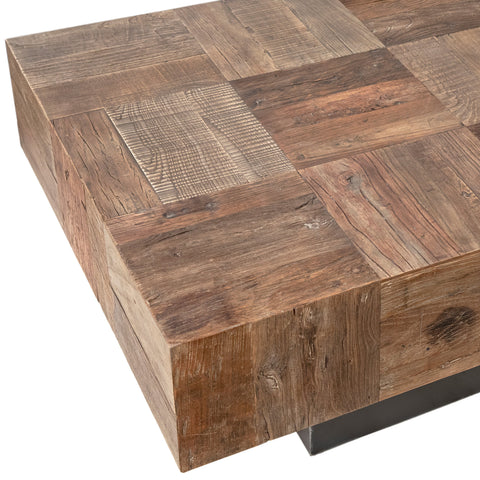 Powell Medium Brown Natural Wood Sealed Finish and Black Base Coffee Table