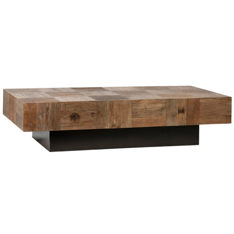Powell Medium Brown Natural Wood Sealed Finish and Black Base Coffee Table