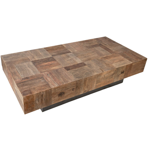 Powell Medium Brown Natural Wood Sealed Finish and Black Base Coffee Table