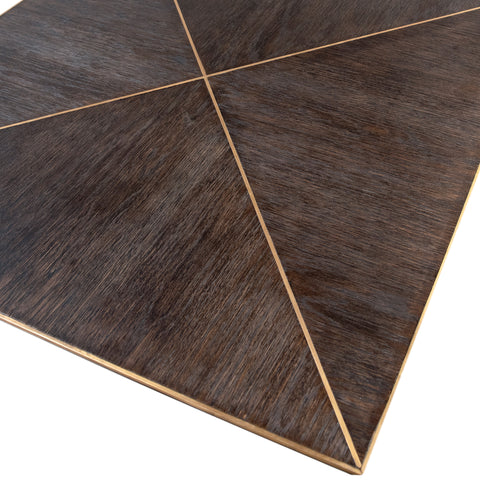 Lugo Dark Brown Sealed Finish With Light Brass Accents Dining Table