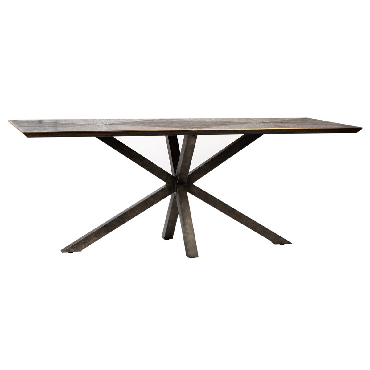 Lugo Dark Brown Sealed Finish With Light Brass Accents Dining Table