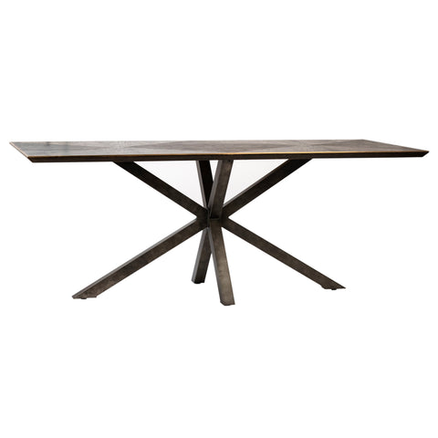 Lugo Dark Brown Sealed Finish With Light Brass Accents Dining Table