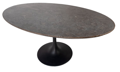 Bayne Burnt Oak Wood Finish and Black Base Dining Table