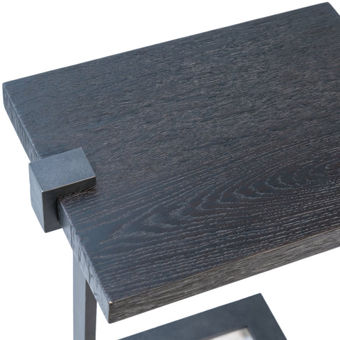 Lander Dark Oak Stained and Rustic Black Base Finish Side Table