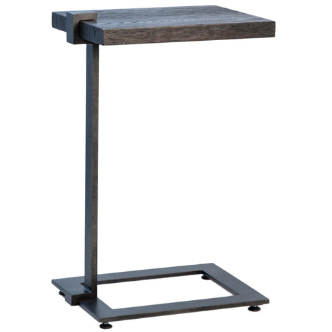Lander Dark Oak Stained and Rustic Black Base Finish Side Table