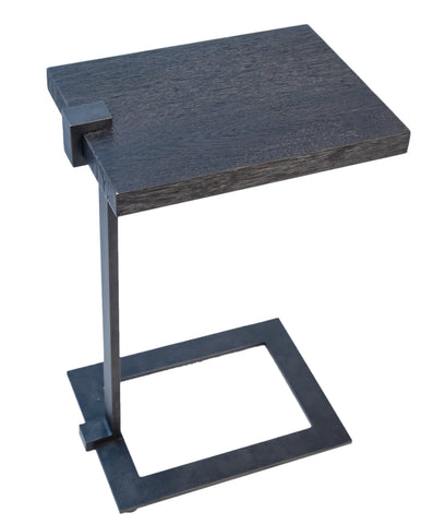 Lander Dark Oak Stained and Rustic Black Base Finish Side Table