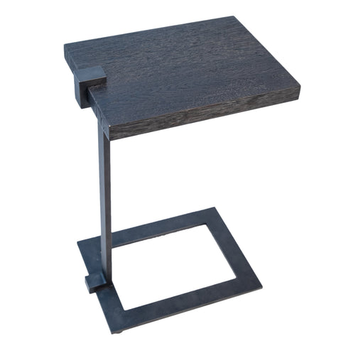 Lander Dark Oak Stained and Rustic Black Base Finish Side Table