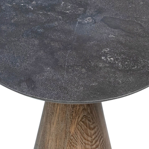Florinda Burnt Oak Base and Black Stone Finish Side Table