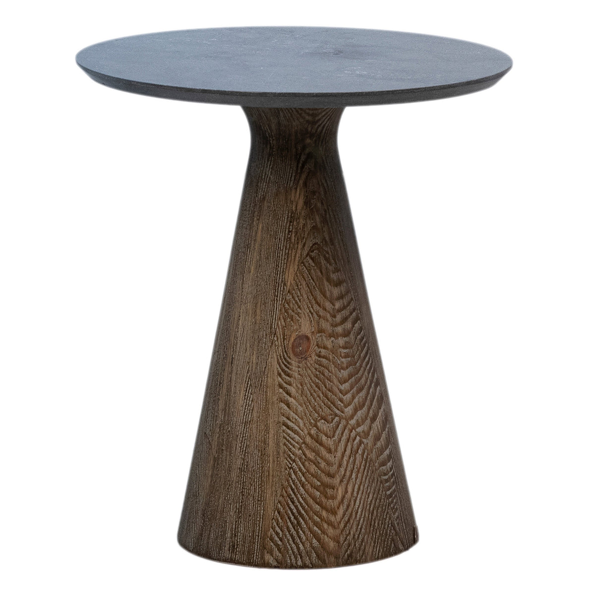 Florinda Burnt Oak Base and Black Stone Finish Side Table