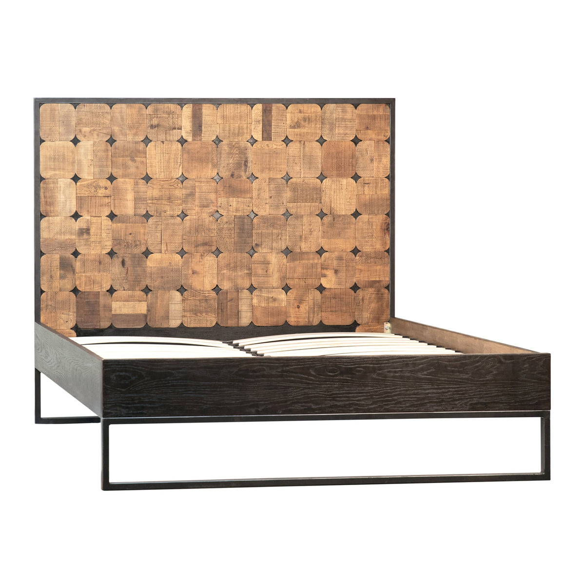 Nellie Sealed Natural Wood with Ebony Base and Black Metal Bed