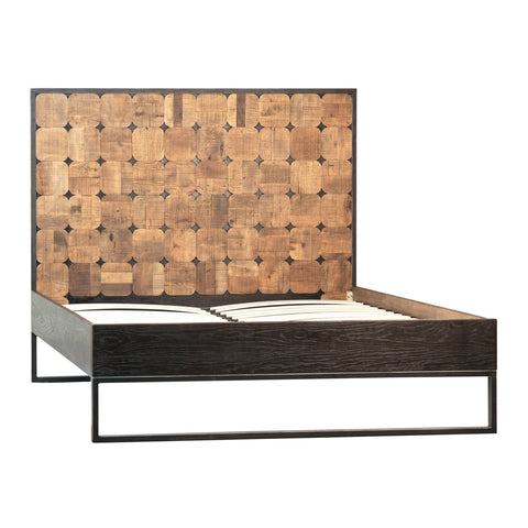 Nellie Sealed Natural Wood with Ebony Base and Black Metal Bed