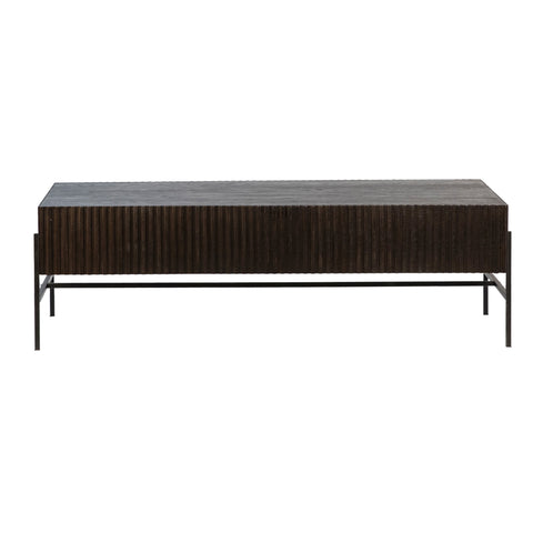 Wayne Dark Brown Wood Finish and Antique Black Iron Coffee Table