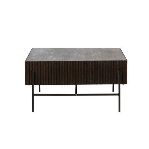 Wayne Dark Brown Wood Finish and Antique Black Iron Coffee Table
