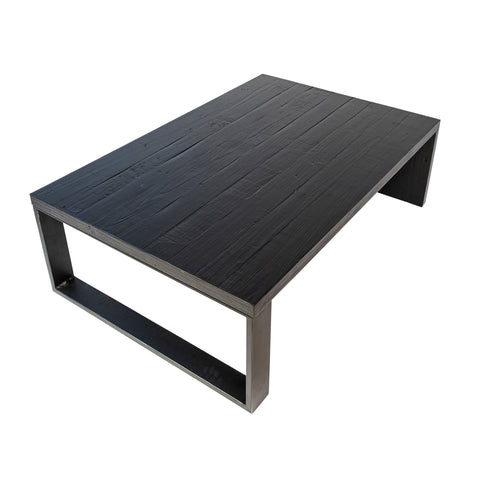 Mika Antique Black Wood And Iron Finish Coffee Table