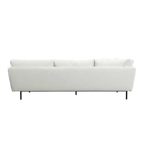 Anas White Upholstery with Black Metal Legs L-Shape Sectional