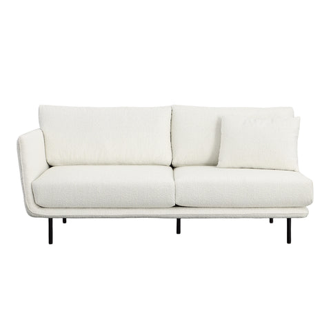 Anas White Upholstery with Black Metal Legs L-Shape Sectional