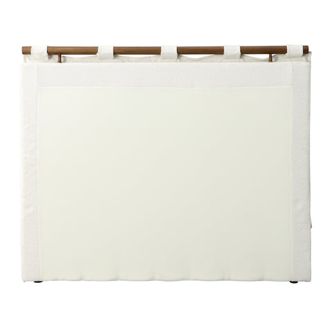 Isaiah White Upholstery with Medium Brown Wood Finish Bed