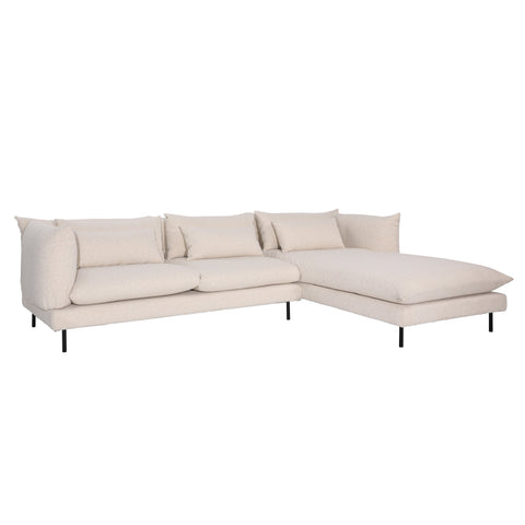 Twiggy Everest Cream and Black Iron Legs Chaise Sectional