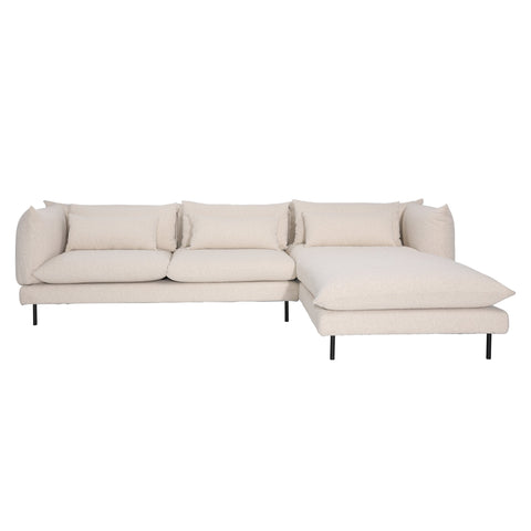 Twiggy Everest Cream and Black Iron Legs Chaise Sectional