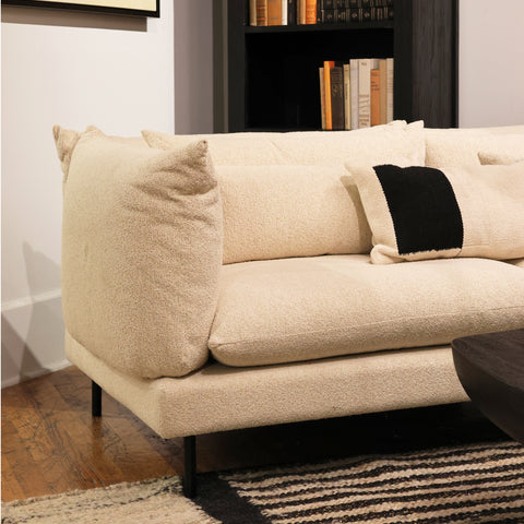 Twiggy Everest Cream and Black Iron Legs Chaise Sectional