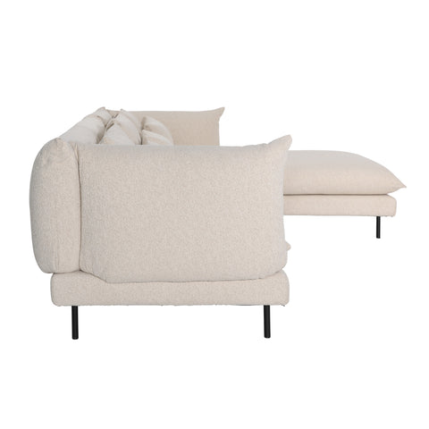 Twiggy Everest Cream and Black Iron Legs Chaise Sectional