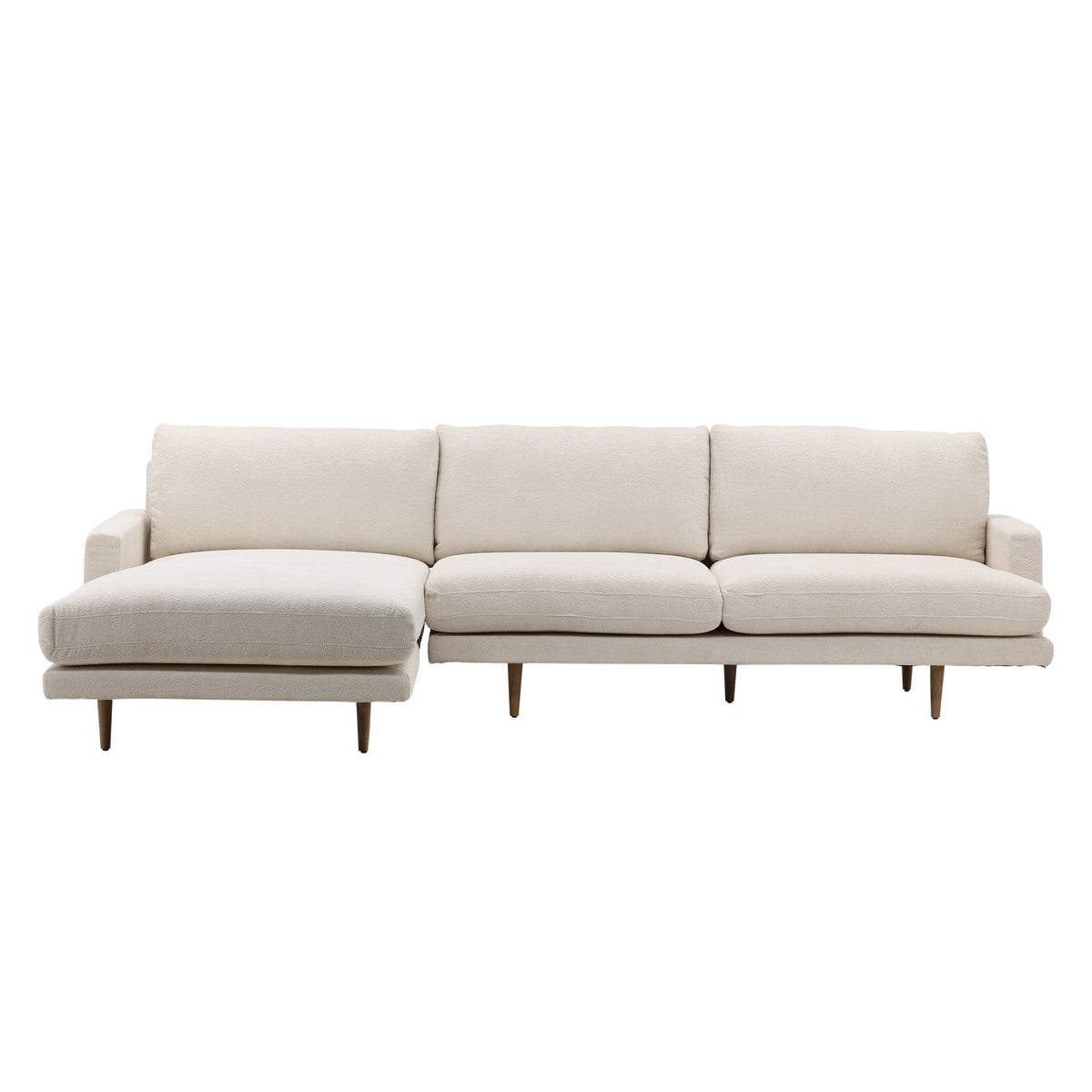 Antonio Charlotte Cream and Natural Legs Chaise Sectional