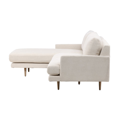 Antonio Charlotte Cream and Natural Legs Chaise Sectional