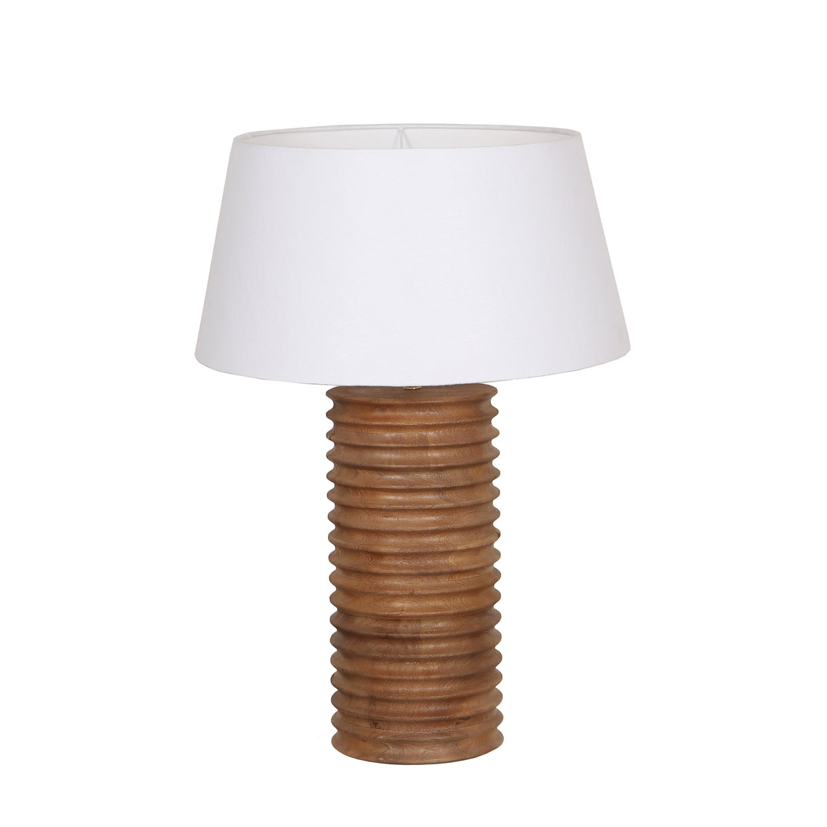 Barstow Medium Brown Finish with White Lamp Shade Table Lamp