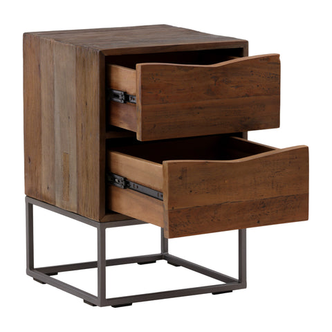 Garrison Antique Grey with Natural Wood and Gunmetal Finish Nightstand