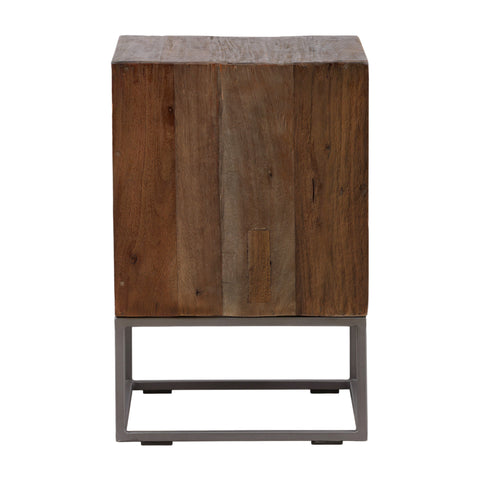 Garrison Antique Grey with Natural Wood and Gunmetal Finish Nightstand