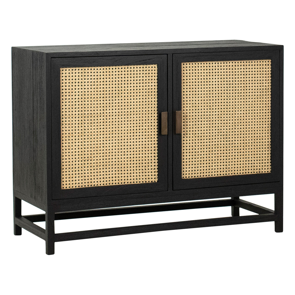 Royette Black Finish and Natural Rattan Sideboard