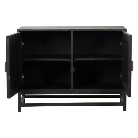 Royette Black Finish and Natural Rattan Sideboard