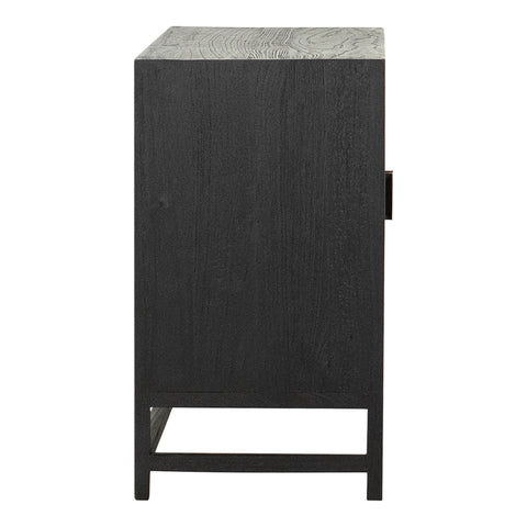 Royette Black Finish and Natural Rattan Sideboard