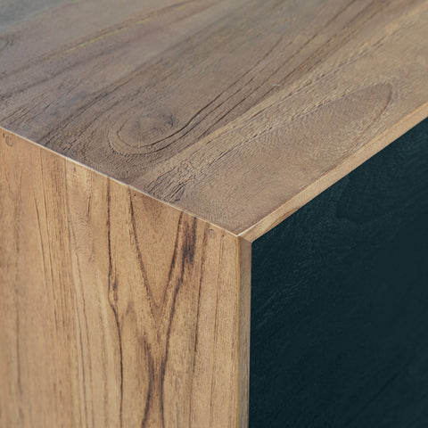 Nicole Natural Teak with Antique Black Panels and Black Iron Base Sideboard