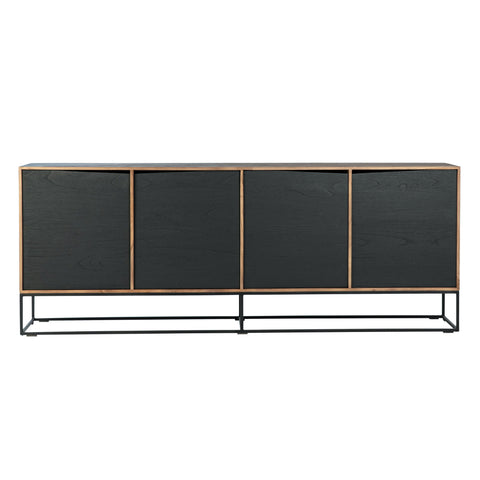 Nicole Natural Teak with Antique Black Panels and Black Iron Base Sideboard