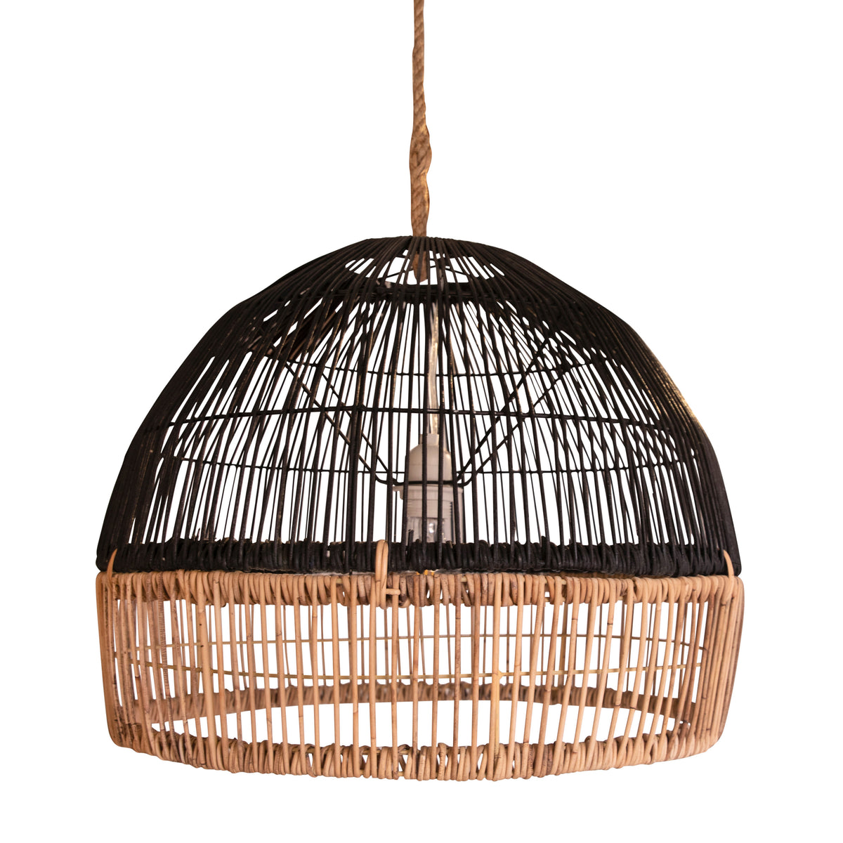 Elvis Black and Natural Finish Pendant Shade