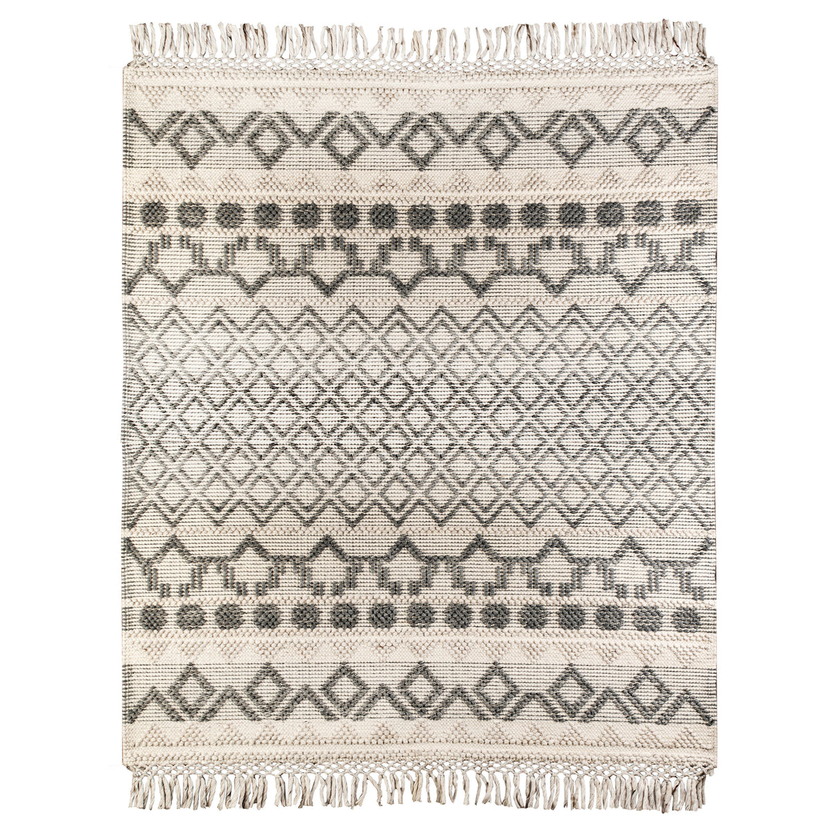 Perez White with Grey Pattern Outdoor Rug