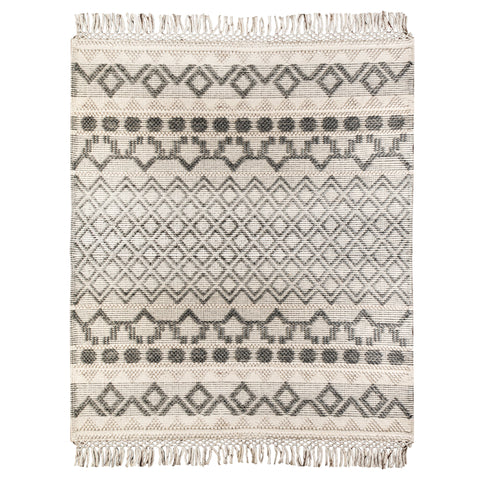 Perez White with Grey Pattern Outdoor Rug