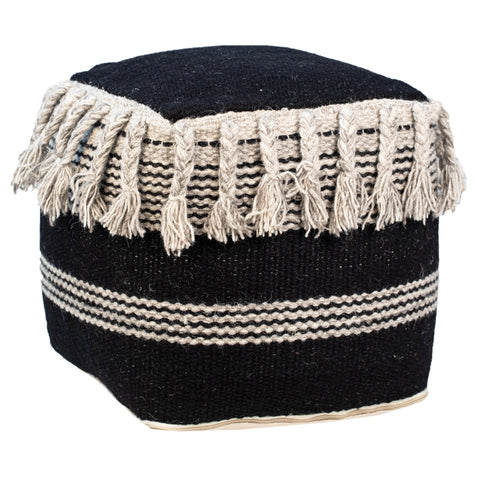 Darius Black and Natural Pouf