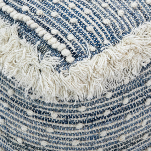Felberta Blue and White Pouf