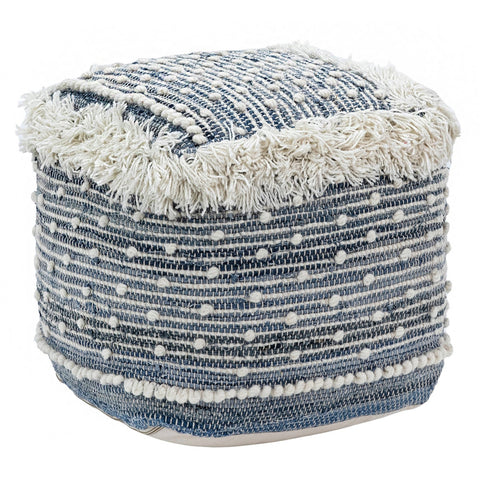 Felberta Blue and White Pouf