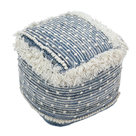 Felberta Blue and White Pouf