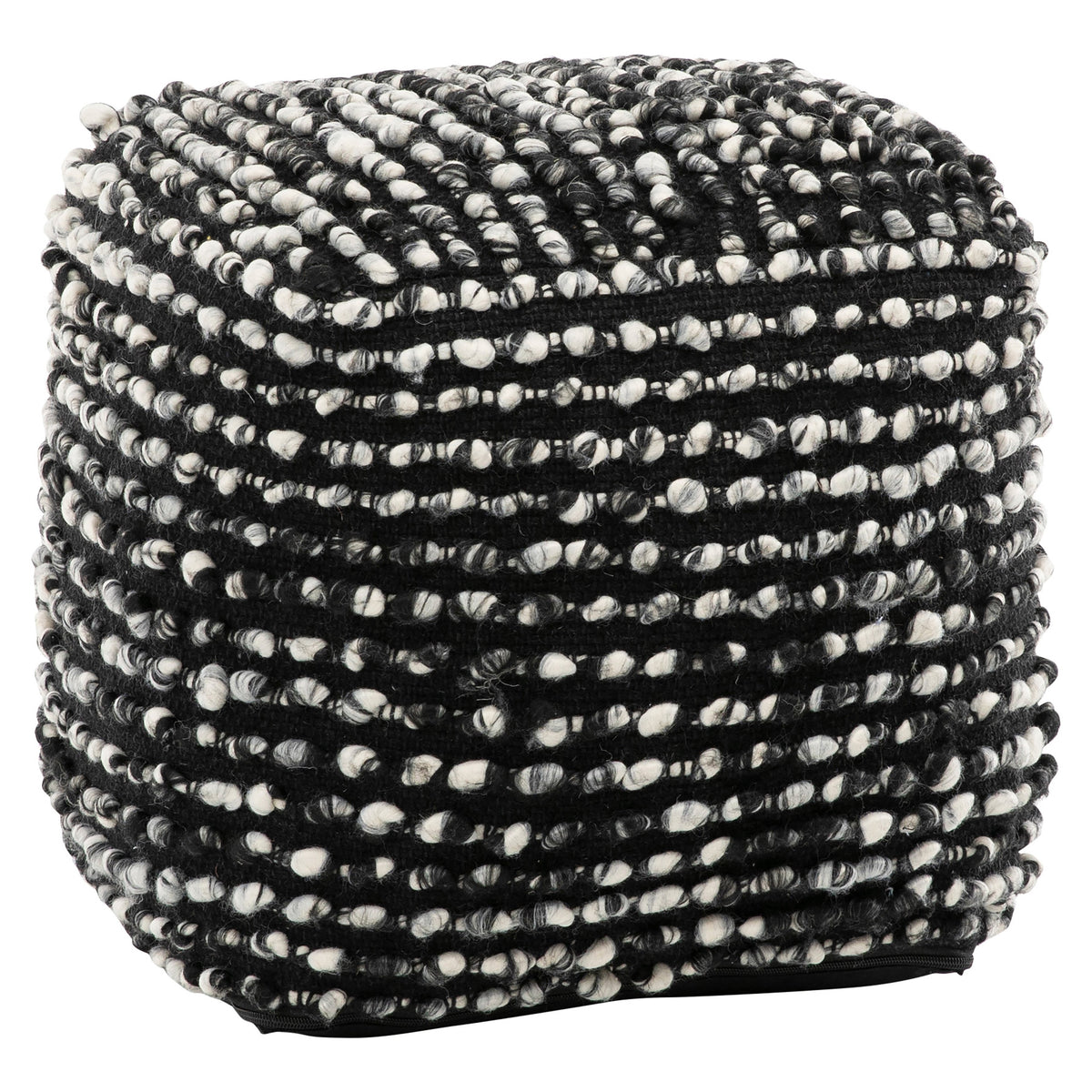 Irene Black and Off White Pouf