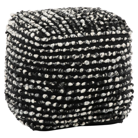 Irene Black and Off White Pouf