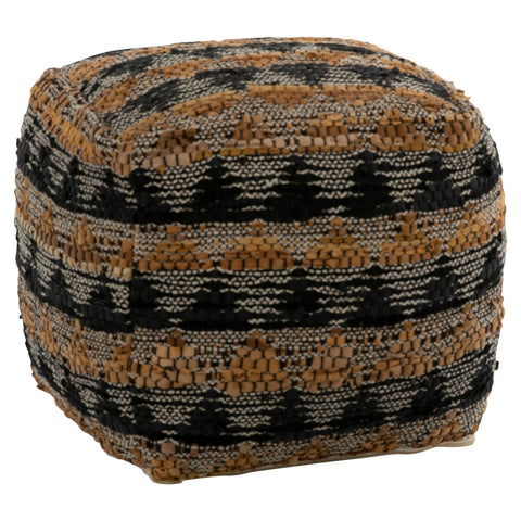 Finley Brown and Black Pattern Pouf