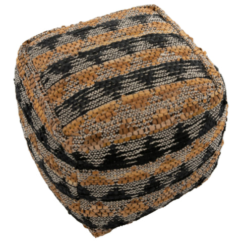 Finley Brown and Black Pattern Pouf